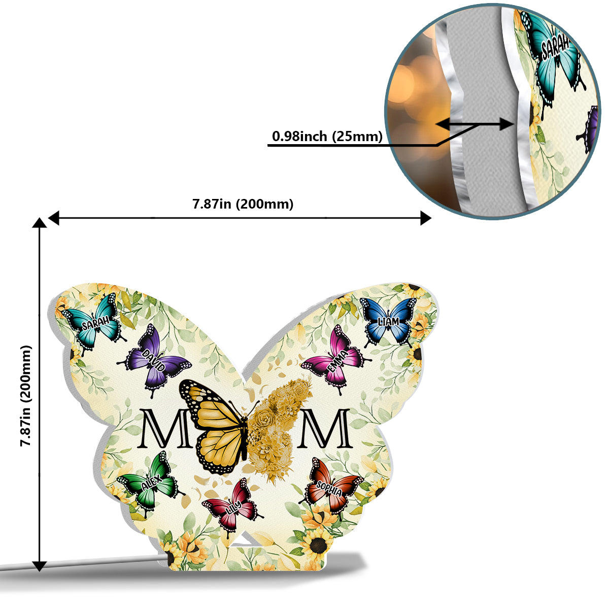 Schmetterlingsmama – Personalisierte Leuchtbox in Mutterform