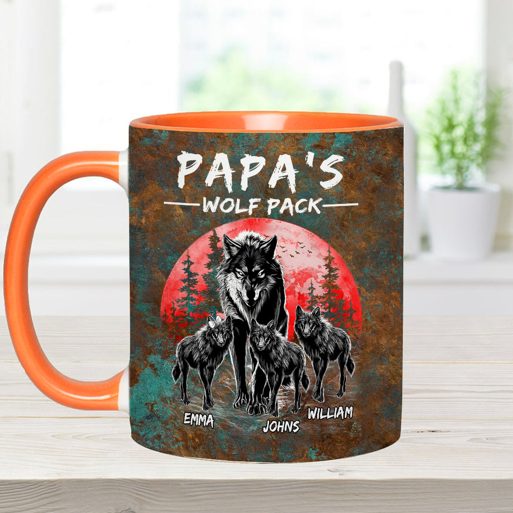 Opas Wolfsrudel – Personalisierte Tasse mit Vater-Akzent