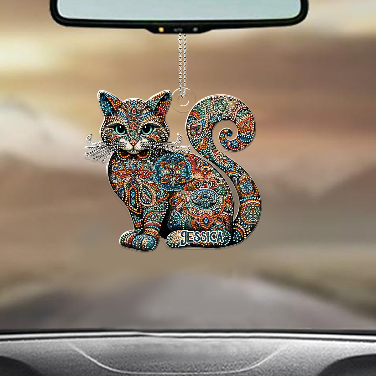 Wunderschöne Katze – Personalisierter Autoanhänger in Katzenform