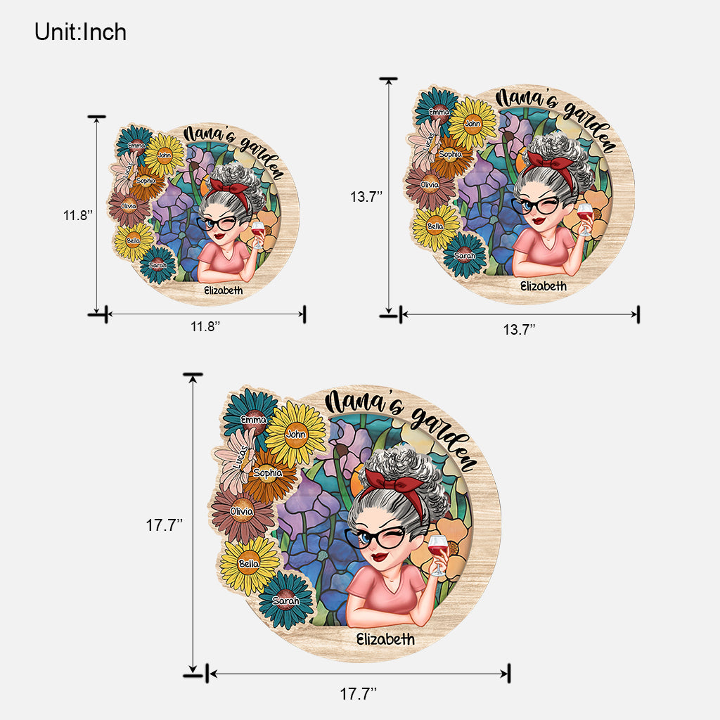 Omas Garten – Personalisiertes, individuell geformtes Holzschild „Oma“