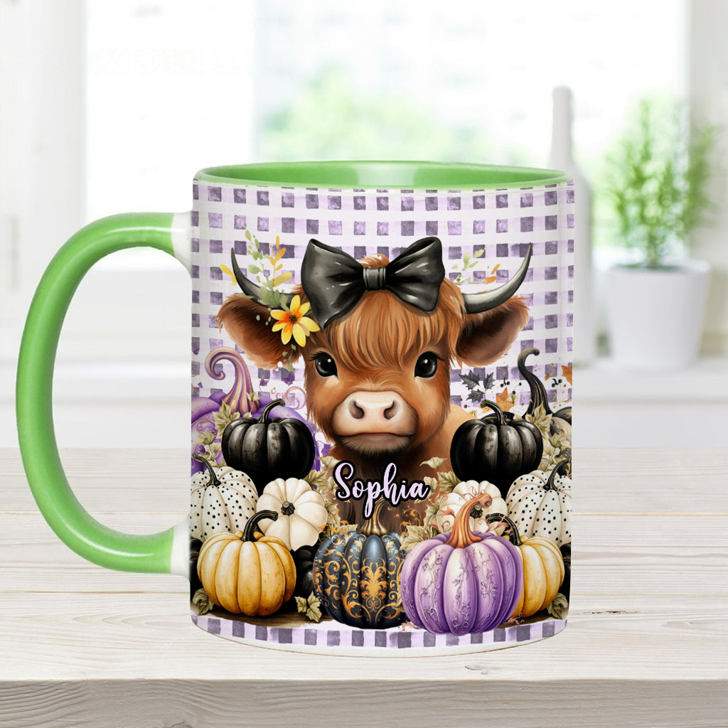 Niedliche Baby-Hochlandrind-Herbstkürbisse - Personalisierte Tasse