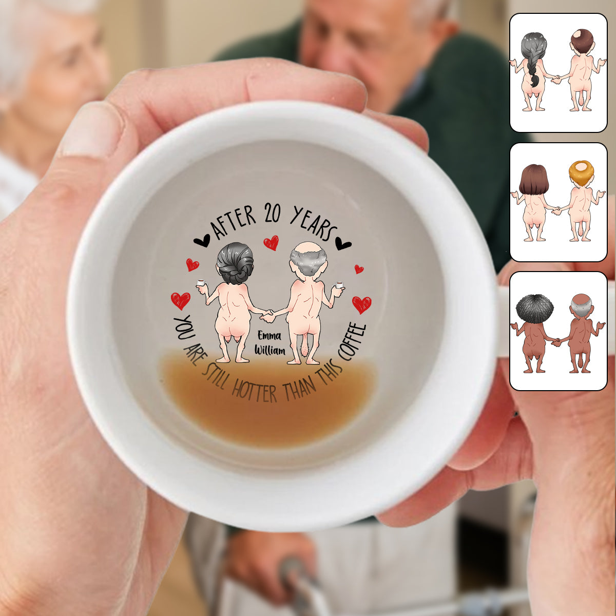 Auch nach Jahren bist du immer noch heißer als dieser Kaffee – Personalisierte Tasse mit versteckter Botschaft für Paare