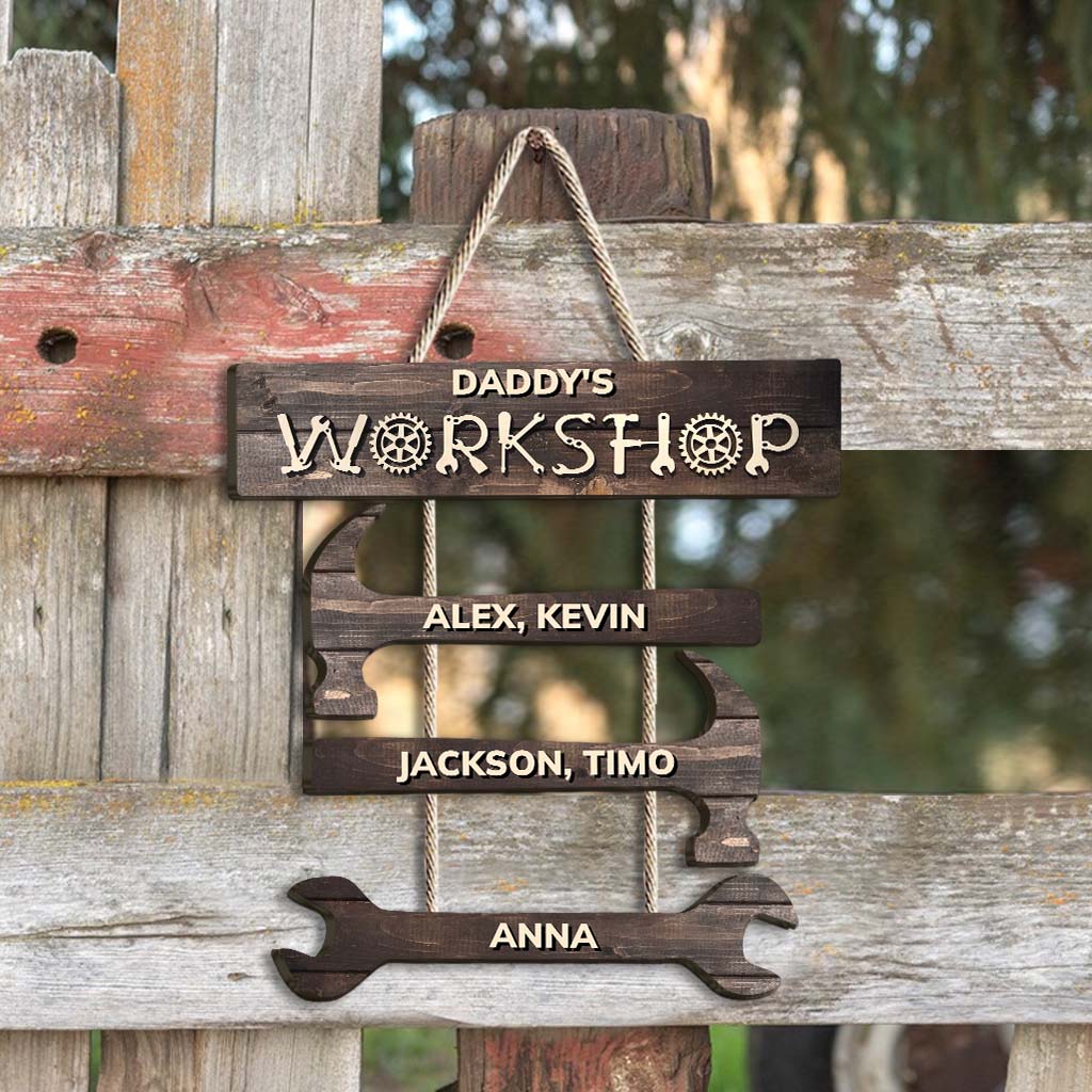 Papas/Opas Werkstatt ... Personalisiertes Vater-Schild aus Palettenholz