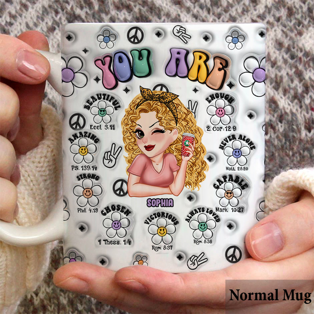 Du bist schön, stark, siegreich genug – personalisierte Hippie-Tasse