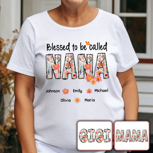 Gesegnet, Oma genannt zu werden – Personalisiertes Oma-T-Shirt und Hoodie im floralen Stil