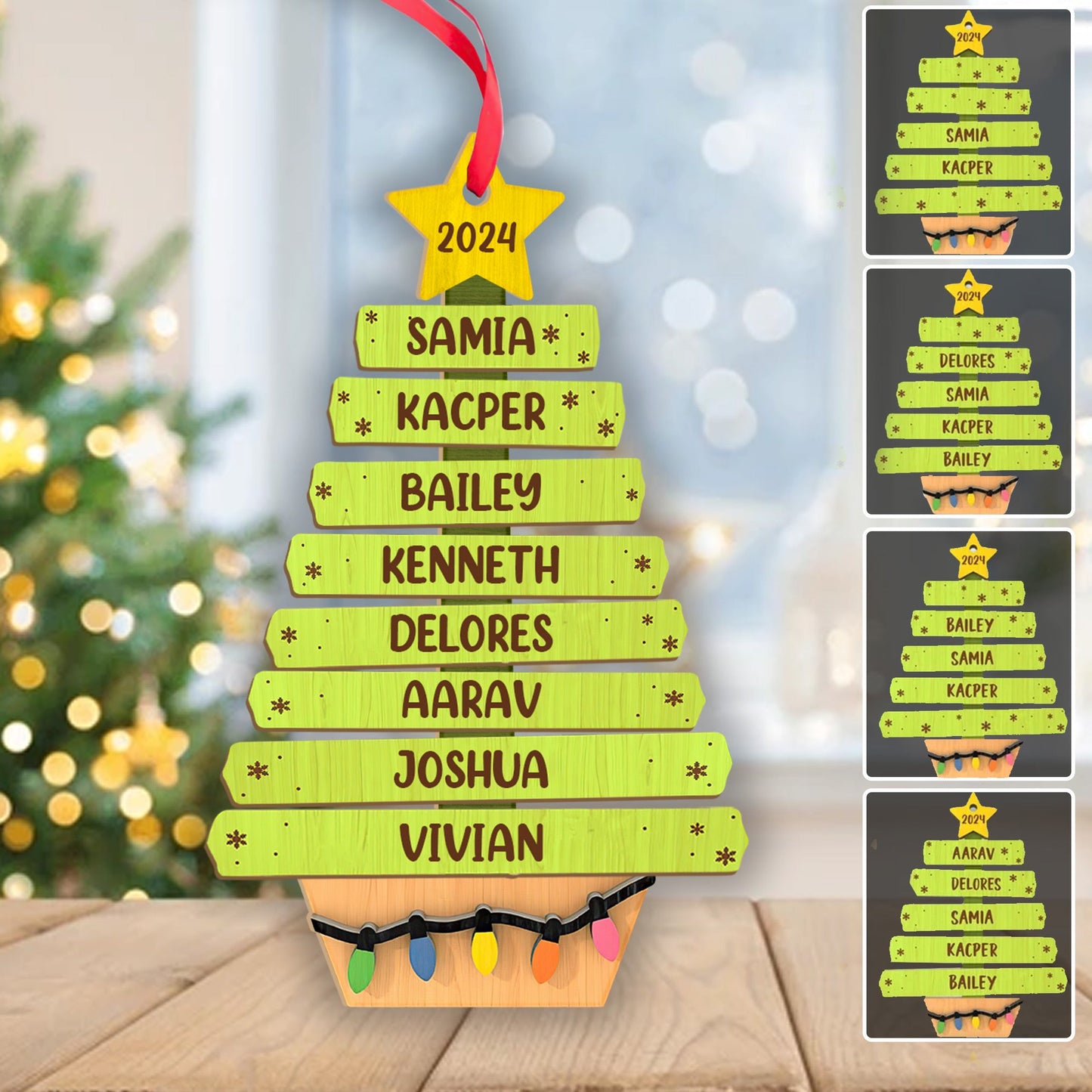 Family Tree Ornament - Personalized Family 2 Layered Piece Ornament