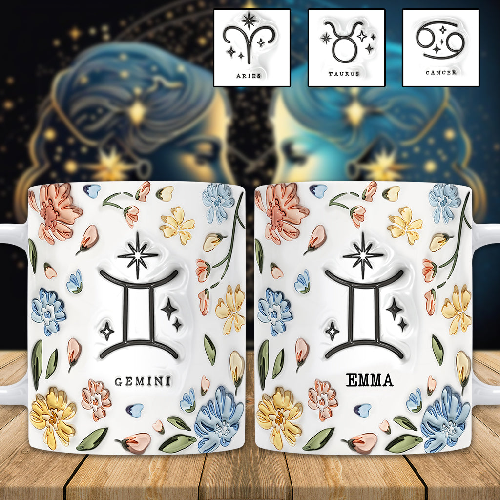 Blumenmuster für Sternzeichen – Personalisierte Horoskop-Tasse