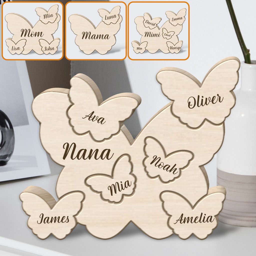 Schmetterlingspuzzle – Personalisiertes Holzpuzzle in Form einer Mutter