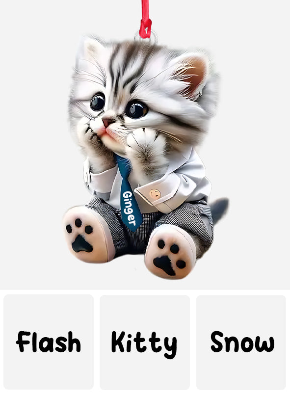 Cute Cat - Personalized Cat Custom Shaped Ornament