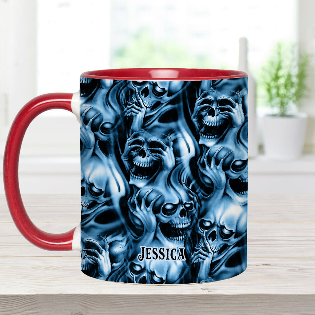 Nichts hören, nichts sagen, nichts sehen – personalisierte Tasse mit Totenkopf-Akzent