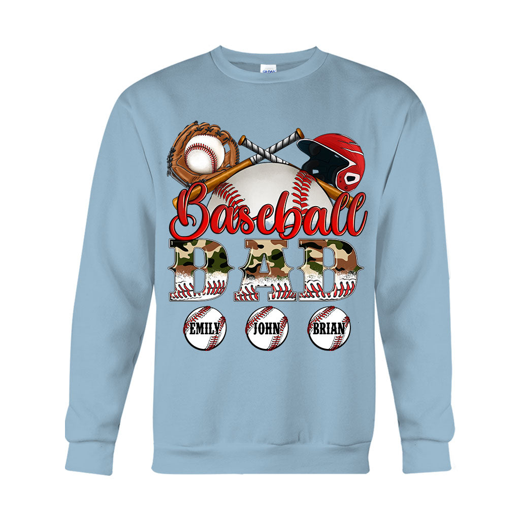 Bester Baseball-Papa aller Zeiten – Camouflage-Design – Personalisiertes Vater-T-Shirt und Hoodie