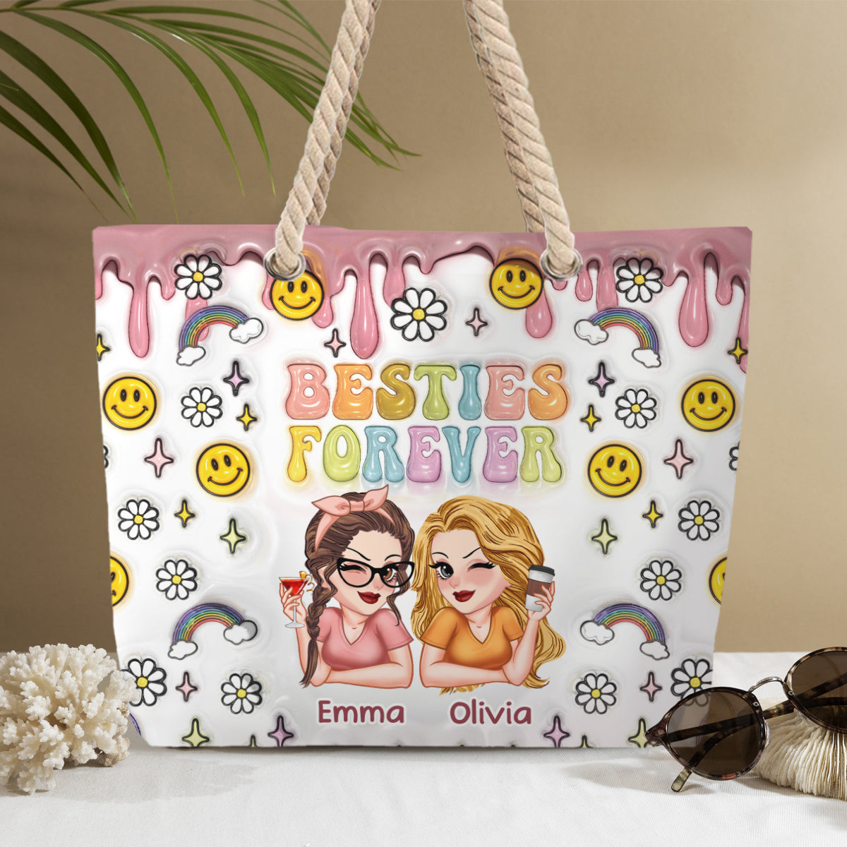 Für immer beste Freundinnen – Personalisierte Strandtasche für beste Freundinnen