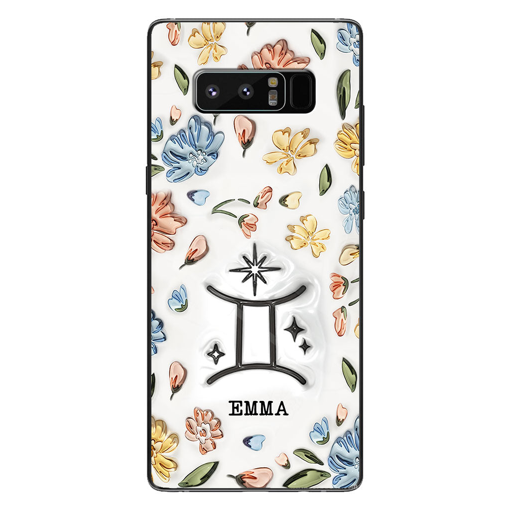 Blumenmuster Sternzeichen - Personalisierte Horoskop-Handyhülle