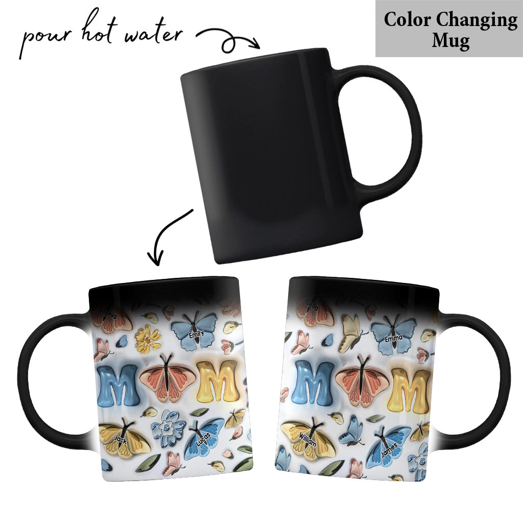 Mutter und Kinder Schmetterling - Personalisierte Muttertasse