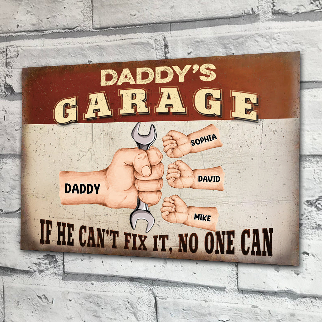 Daddy's Garage - Personalisiertes rechteckiges Metallschild für Väter