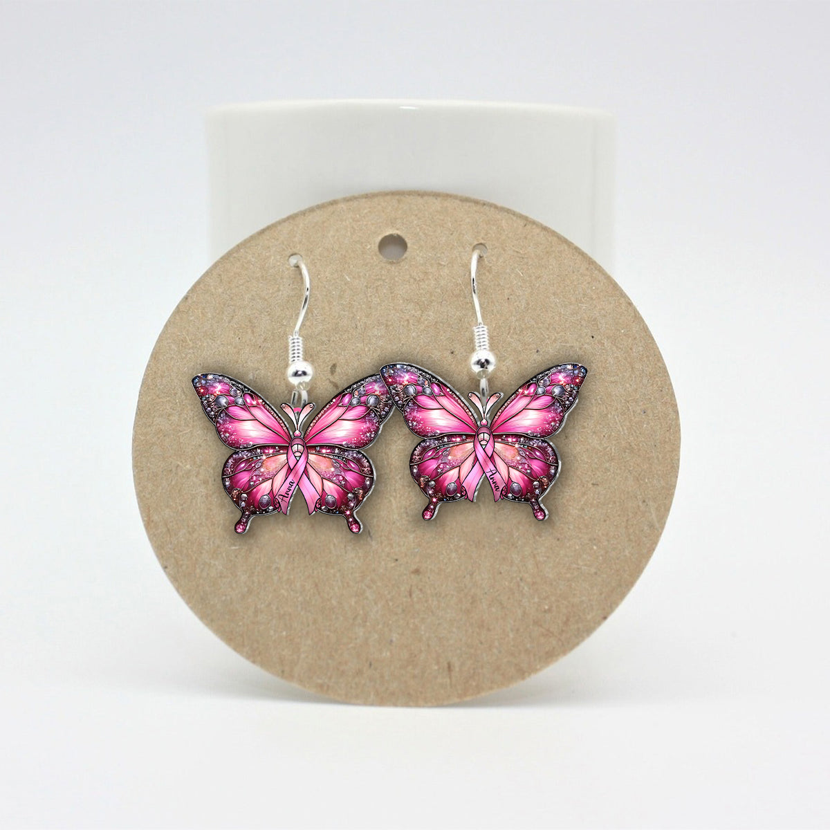 Breast Cancer Warrior - Personalized Breast Cancer Awareness Earrings