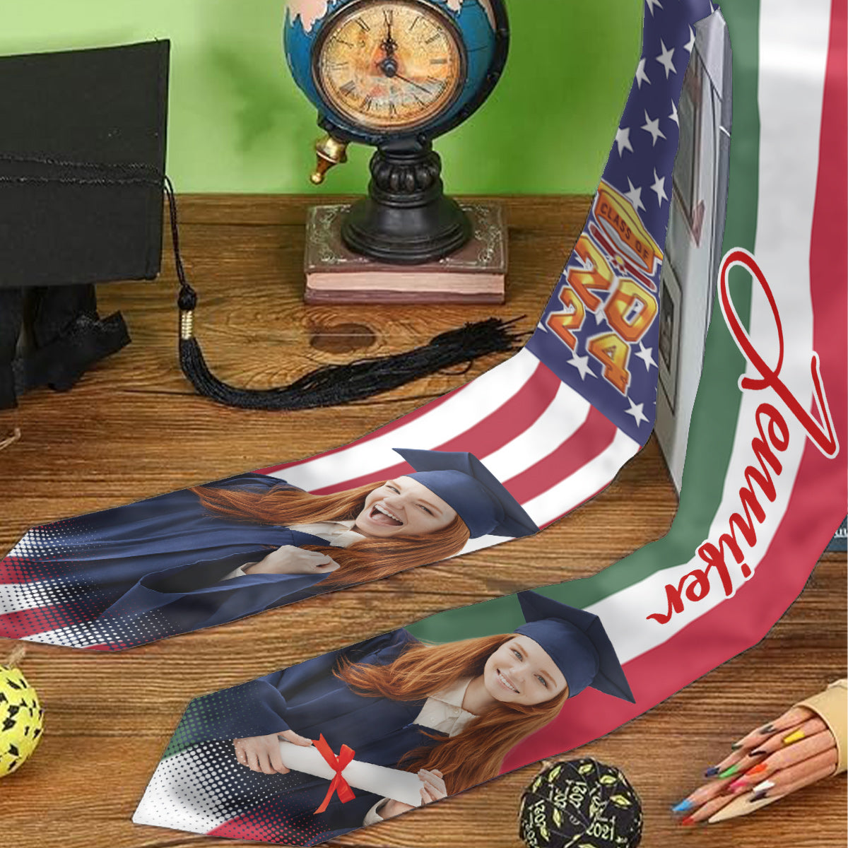 Country Flag Class of 2024 - Personalized Graduation Graduation Stole