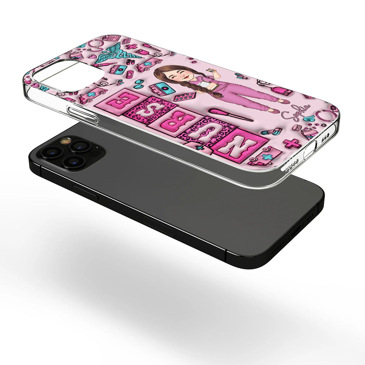 Nurse Life – Personalisierte transparente Handyhülle für Krankenschwestern