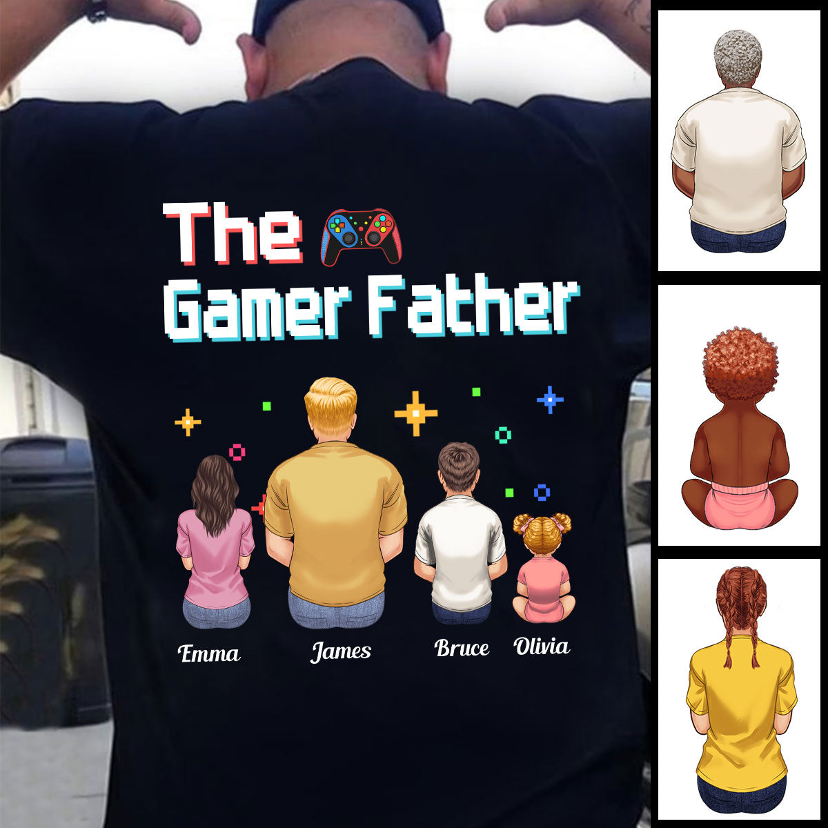 Der Gamer-Papa – Gaming-Vater für jeden Titel – Personalisiertes Videospiel-T-Shirt und Hoodie