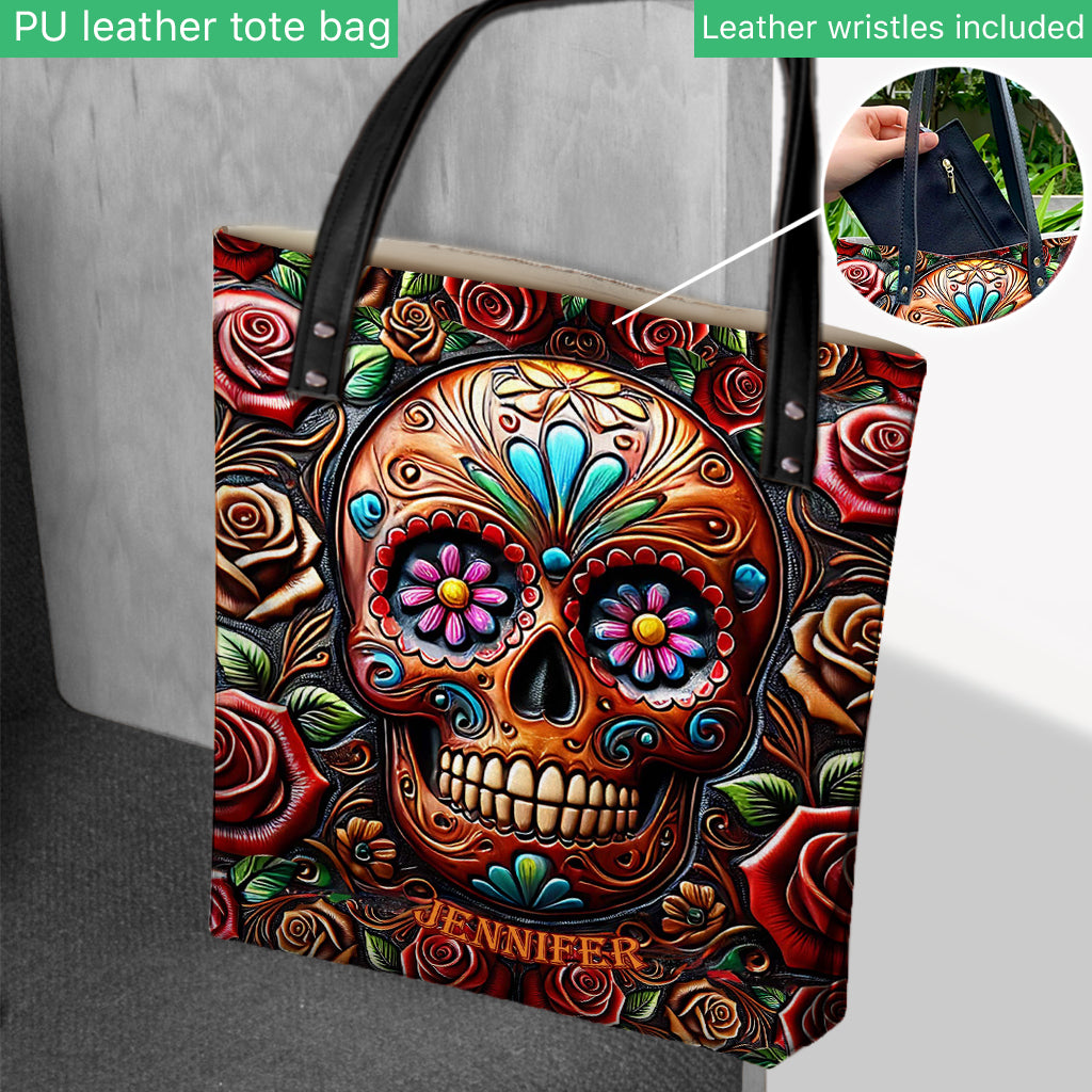 Rosen und Totenkopf – Personalisierte Totenkopf-Tragetasche