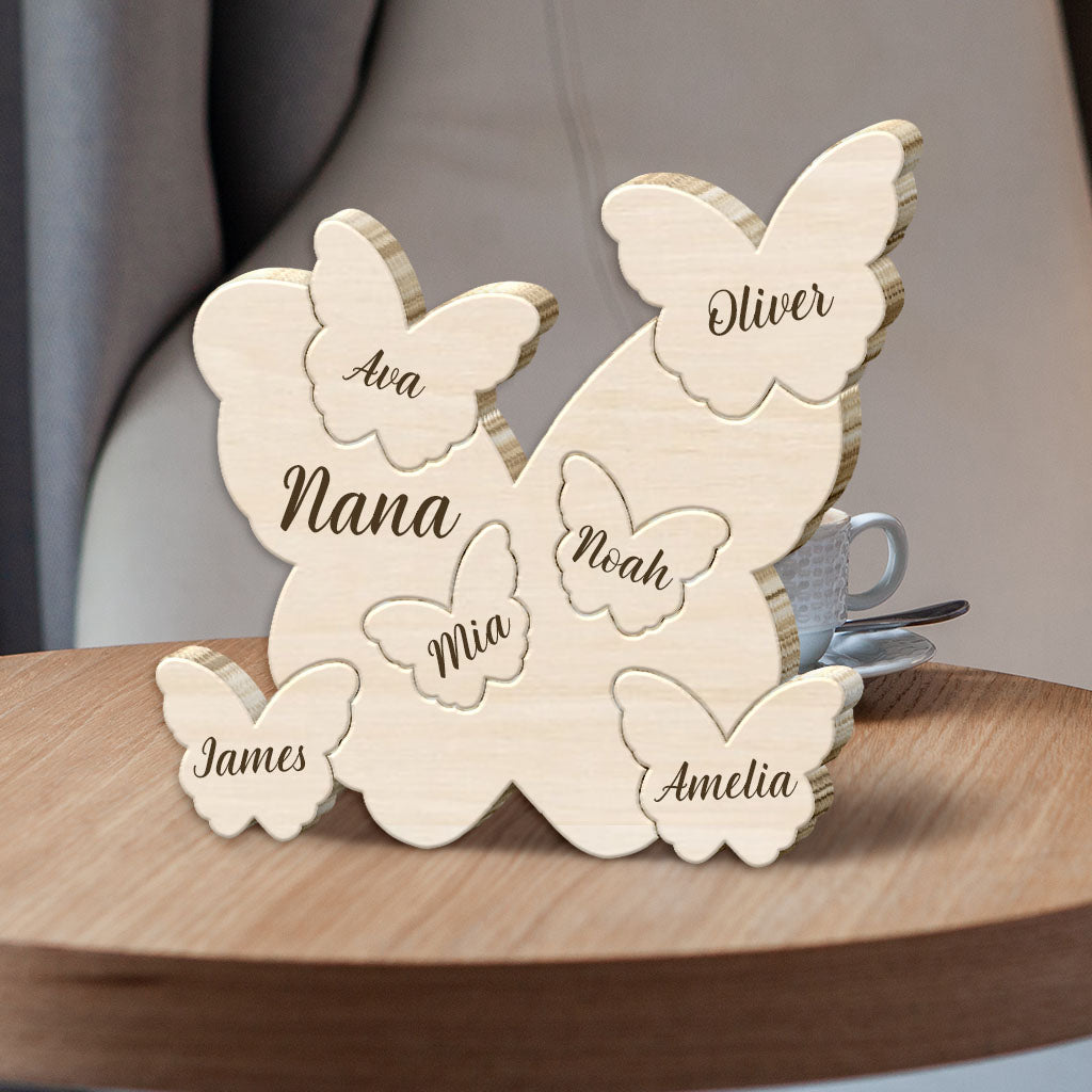 Schmetterlingspuzzle – Personalisiertes Holzpuzzle in Form einer Mutter