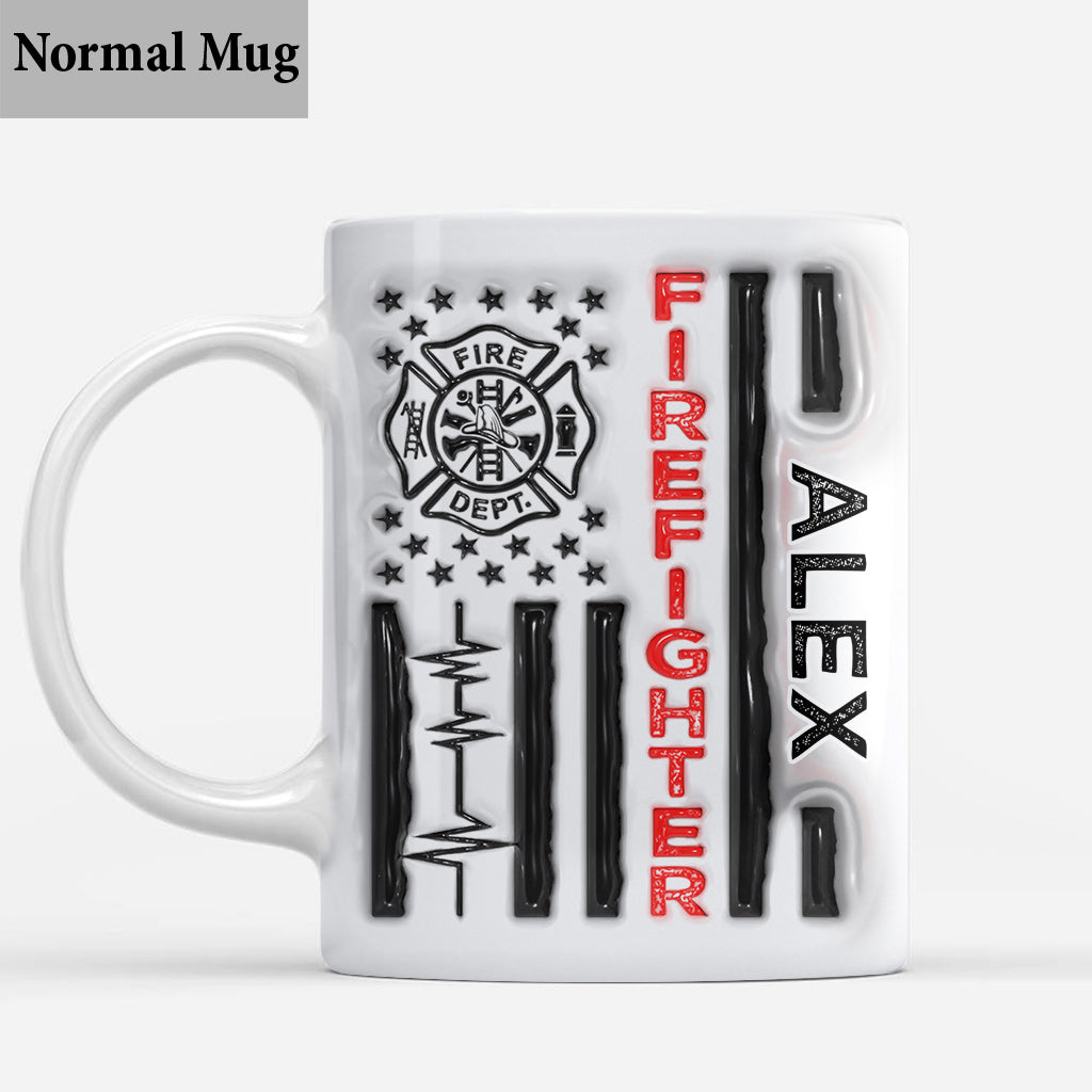 Firefighter Patriotic 4th July - Personalized Firefighter Mug
