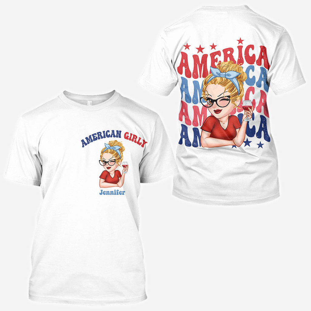 American Girly – Personalisiertes T-Shirt zum Unabhängigkeitstag/4. Juli