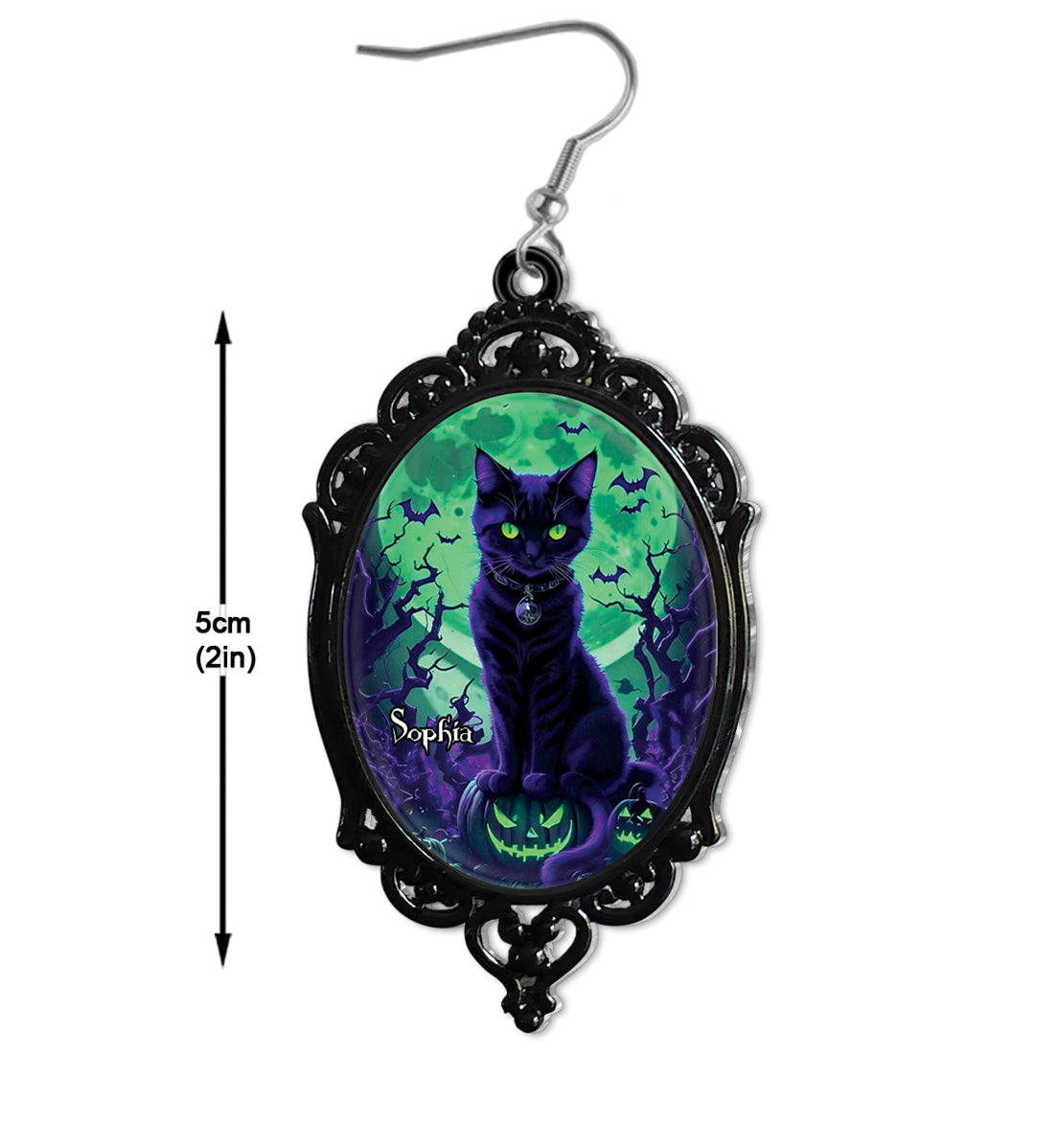 Mysterious Black Cat - Personalized Black Cat Earrings