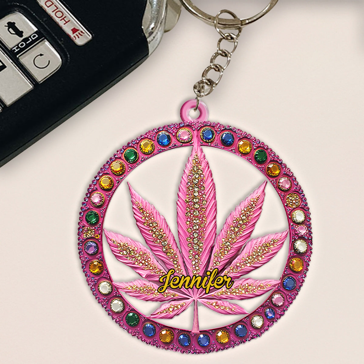 Stoner Chick - Personalized Weed Keychain