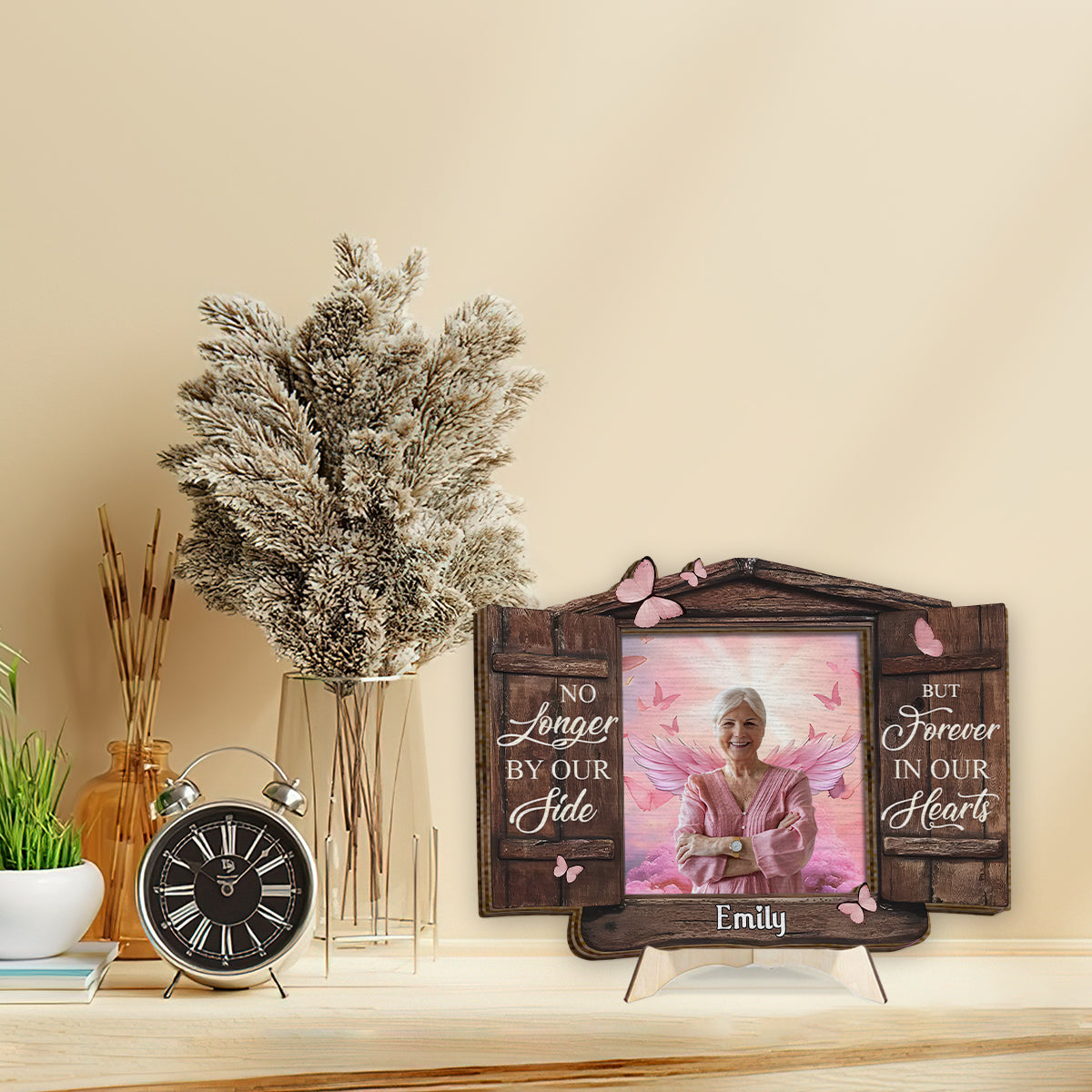 Nie vergessen – Personalisierte Gedenktafel aus zweilagigem Holz / Holzplakette