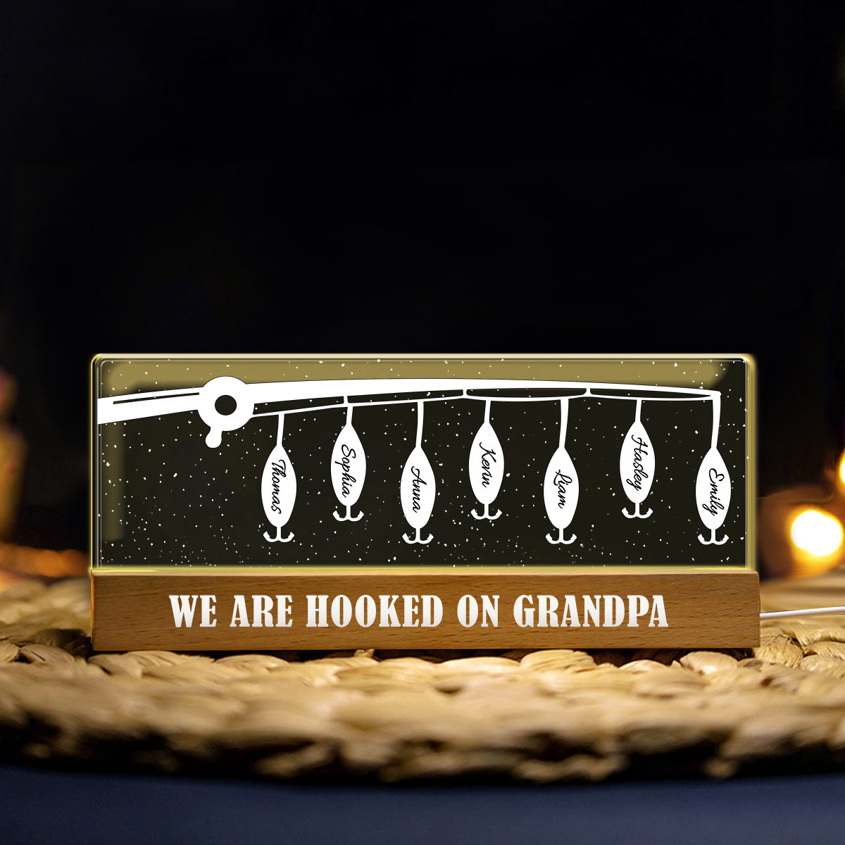 „Hooked On Dad“ – Personalisierte LED-Nachtleuchte für Väter