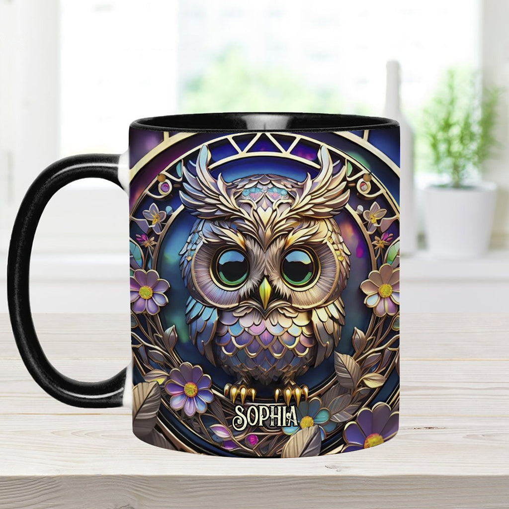 Colorful Owl - Personalized Owl Accent Mug