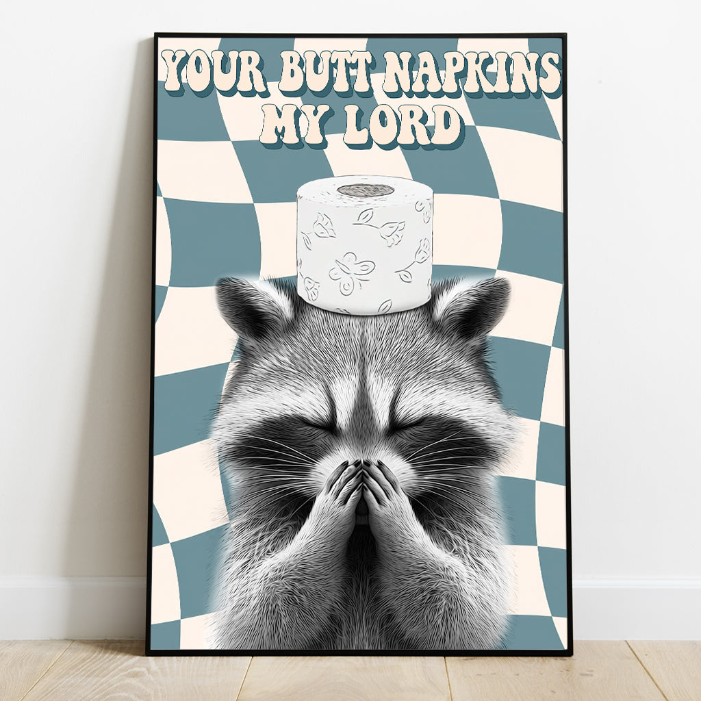 Deine Serviette, mein Herr – Personalisierte Waschbär-Leinwand und Poster