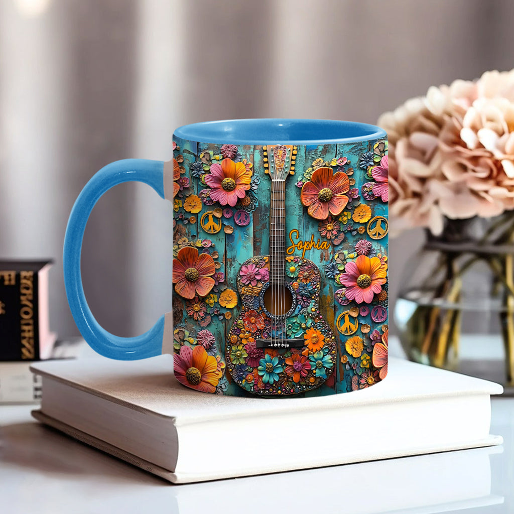 Vintage-Hippie-Gitarre – Personalisierter Hippie-Akzentbecher