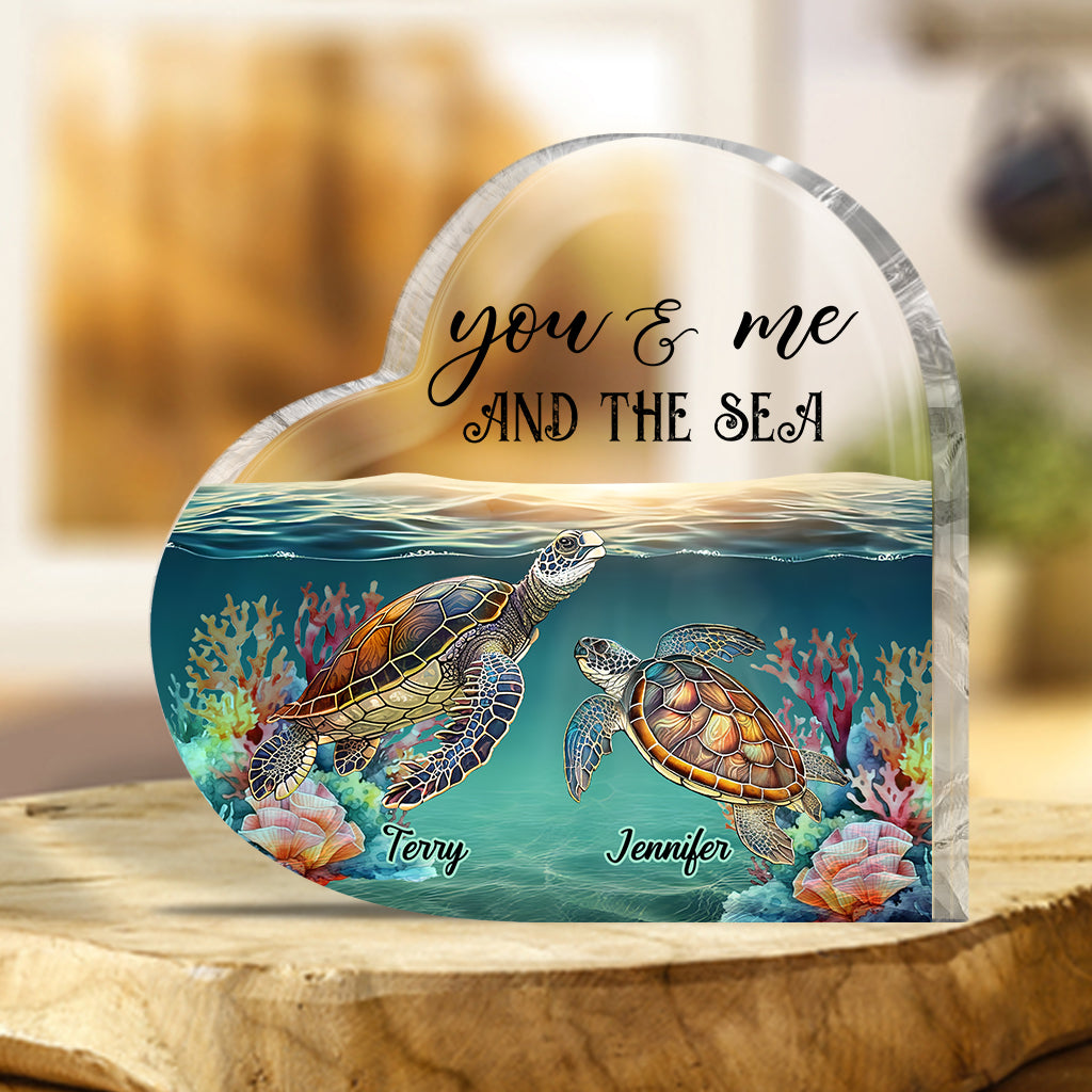 You & Me And The Sea - Personalized Turtle Custom Shaped Acrylic Plaque