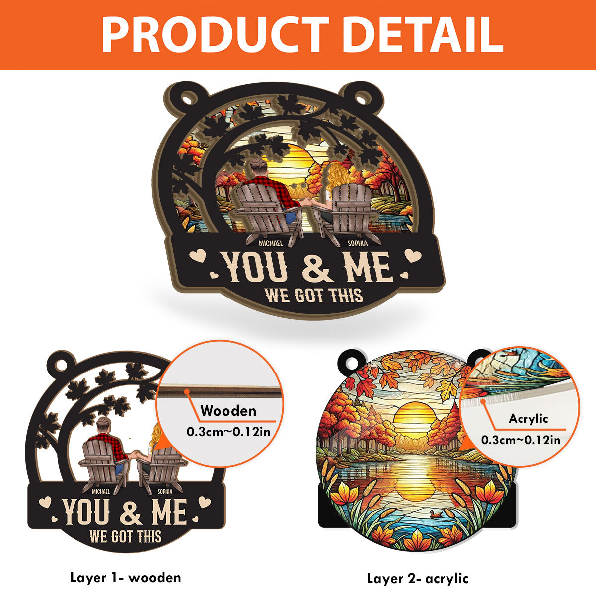 Wir haben diesen Herbst für euch – personalisierter, zweilagiger Fensterhänger für Paare