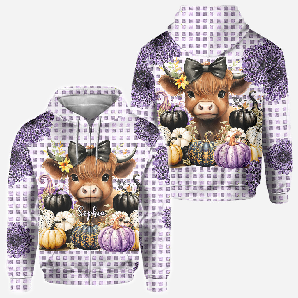 Cute Baby Highland Cow Fall Pumpkins - Personalized All Over Shirt