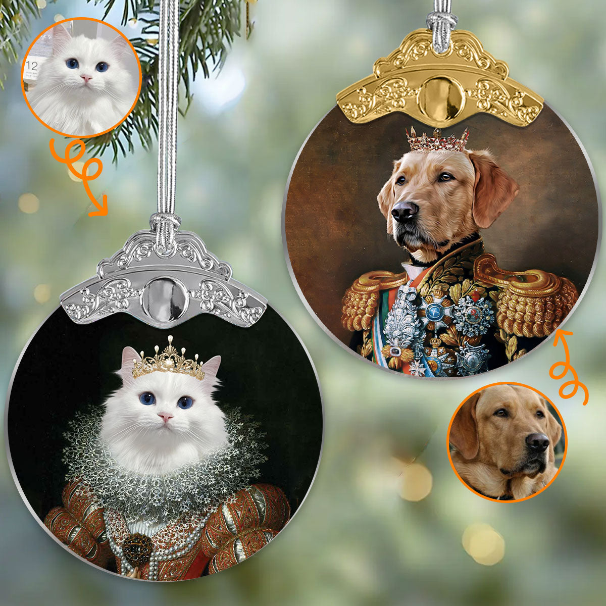 Individuelles königliches Haustierporträt – Personalisierter Hunde-Vintage-Anhänger
