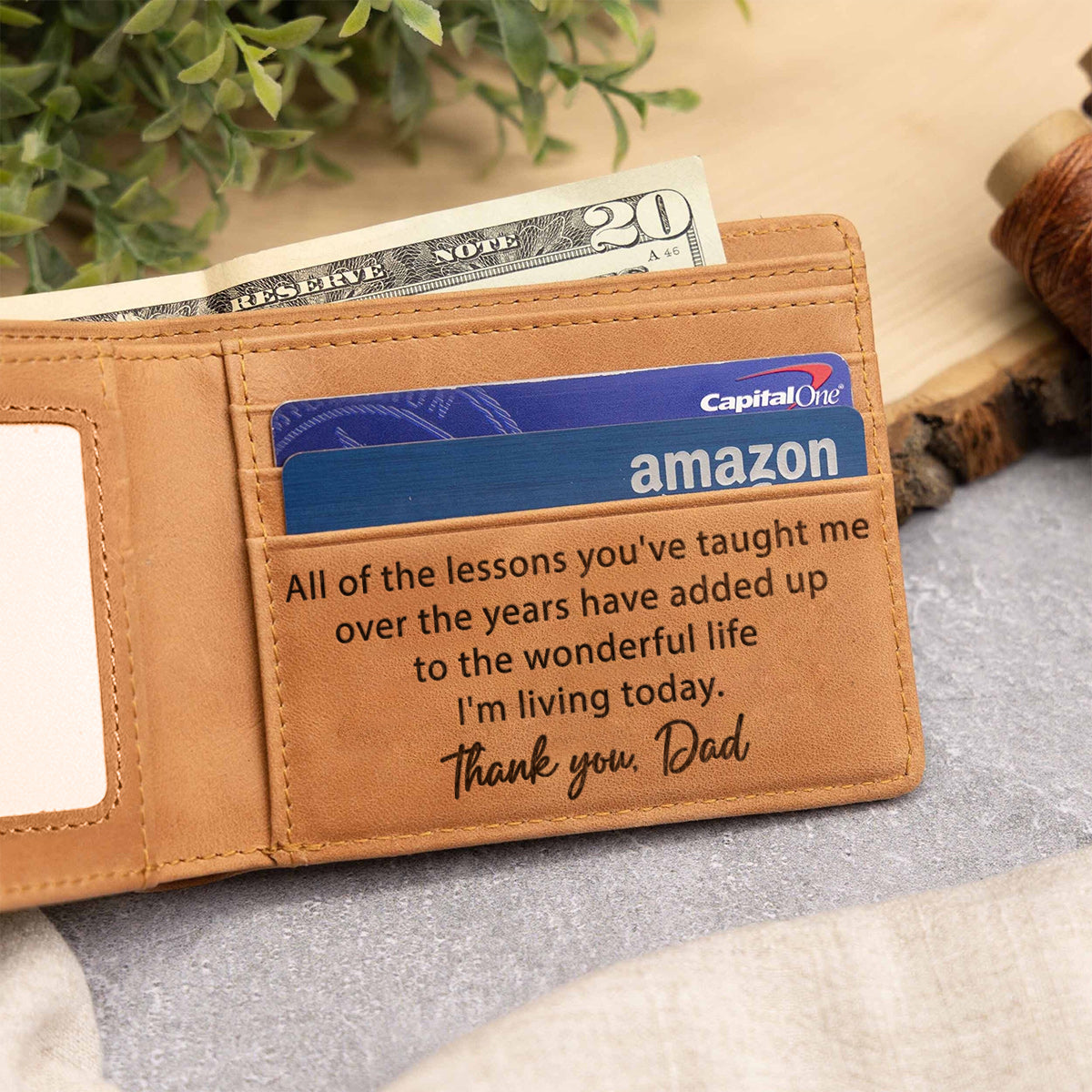 Alle Lektionen, die du mir beigebracht hast, Papa – Personalisierte Geldbörse aus Leder für Väter