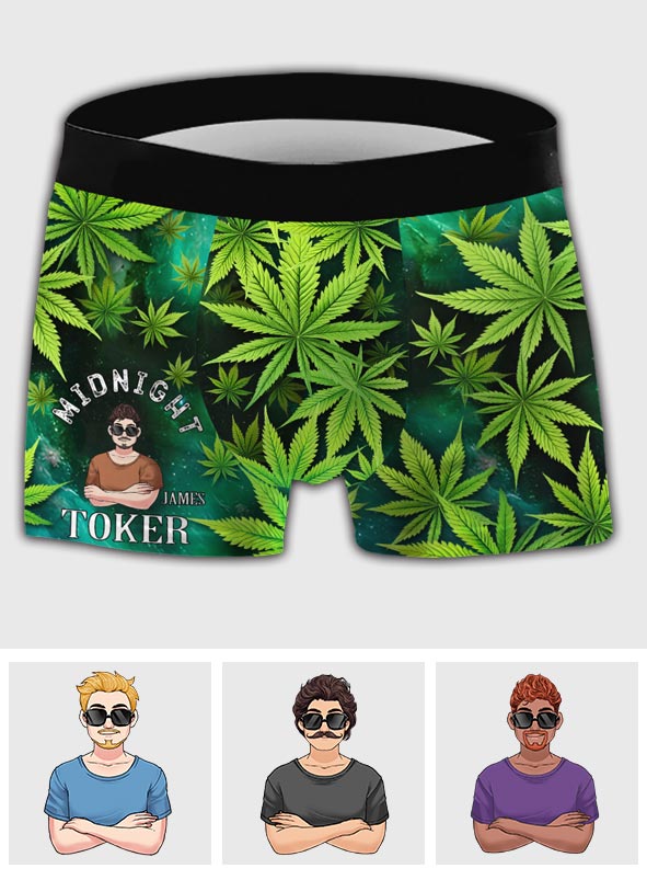 Midnight Toker – Personalisierte Boxershorts für Herren mit Cannabis-Motiv