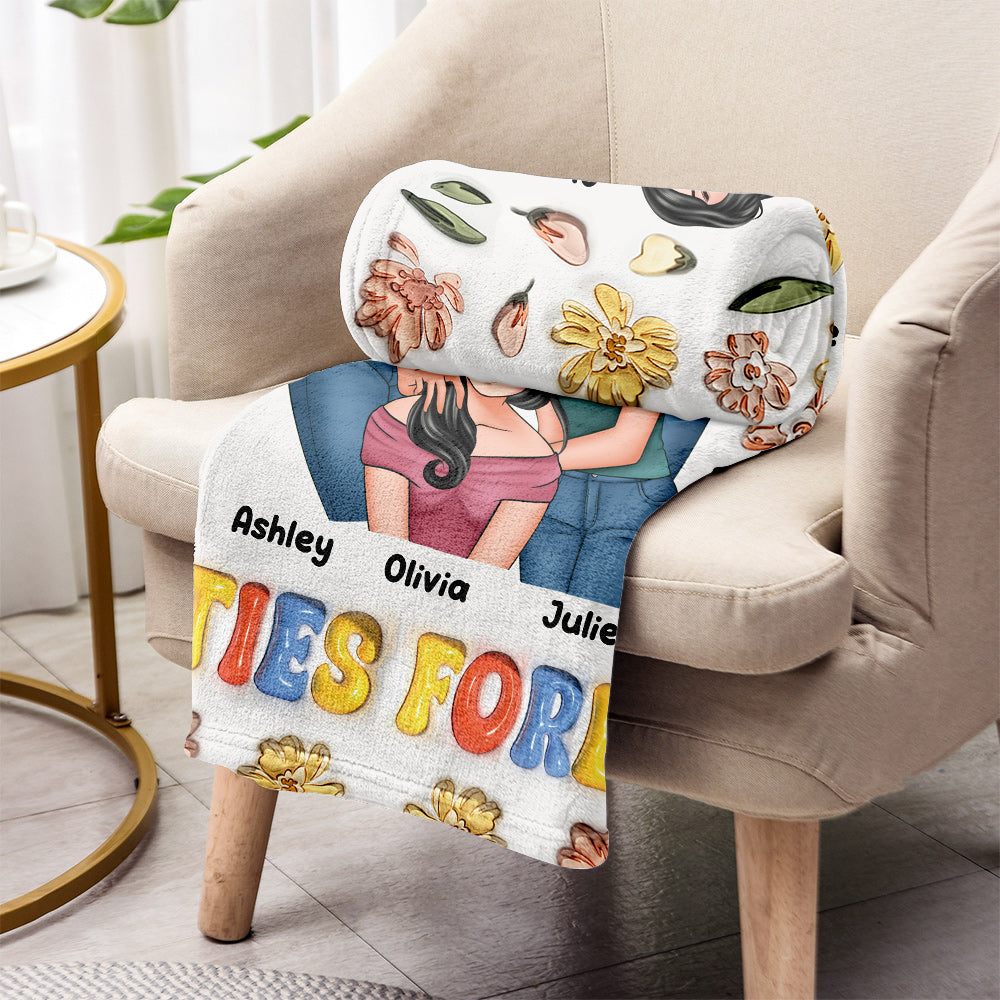 Beste Freundinnen für immer – Personalisierte Decke im Blumen-Design