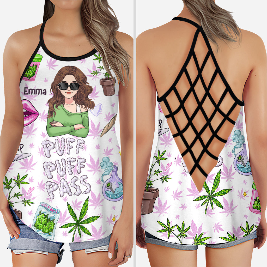 Puff Puff Pass – Personalisiertes Weed-Cross-Tanktop und Leggings