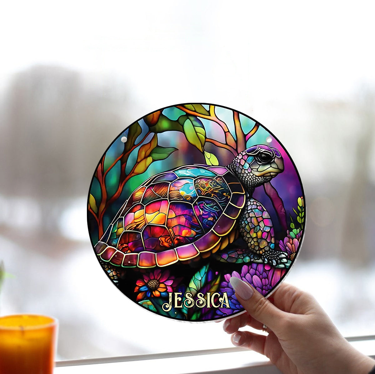 Salty Lil Beach - Personalized Turtle Window Hanging Suncatcher Ornament