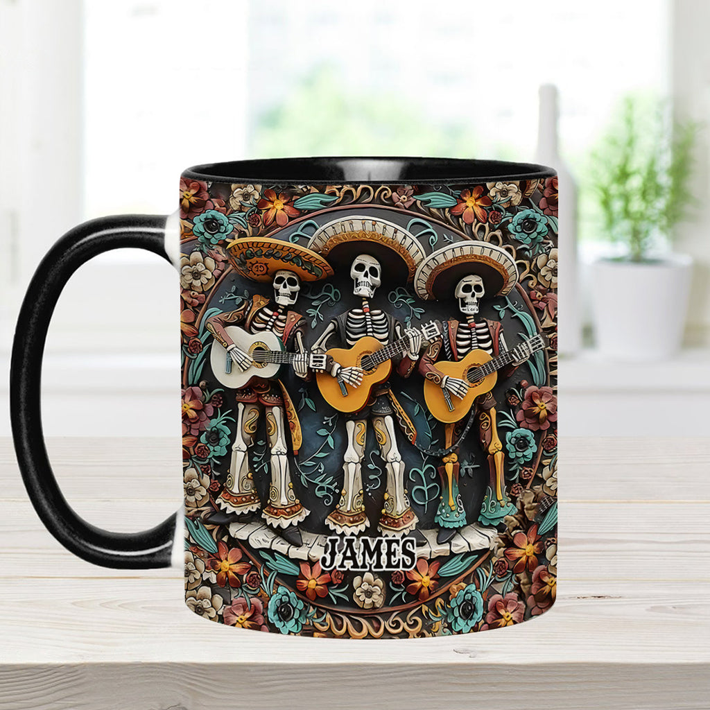 Skelett-Trio – Personalisierte Tasse mit Totenkopf-Akzent