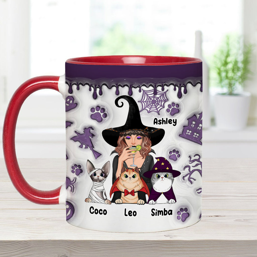 Verrückte Katzenhexe – Personalisierte Tasse mit Hexenmotiv