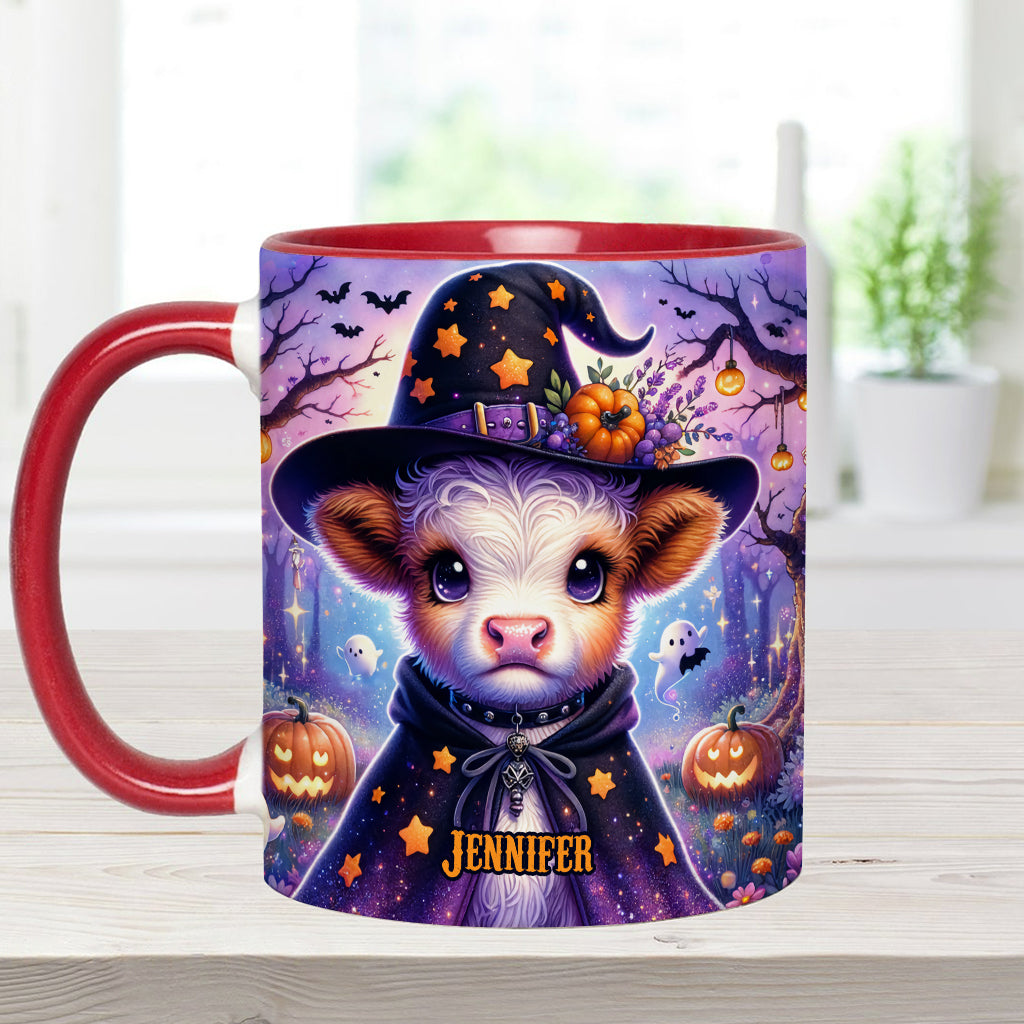 Baby Highland Cow Witch Halloween - Personalisierter Akzentbecher