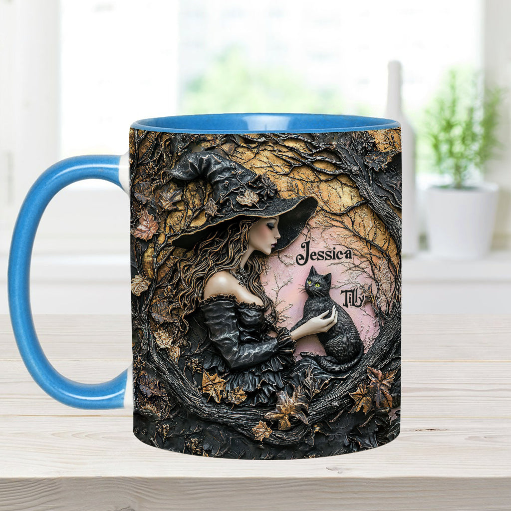 Eine Hexe und ihre schwarze Katze – Eine wunderschöne Sache – Personalisierte Tasse mit Hexenmotiv