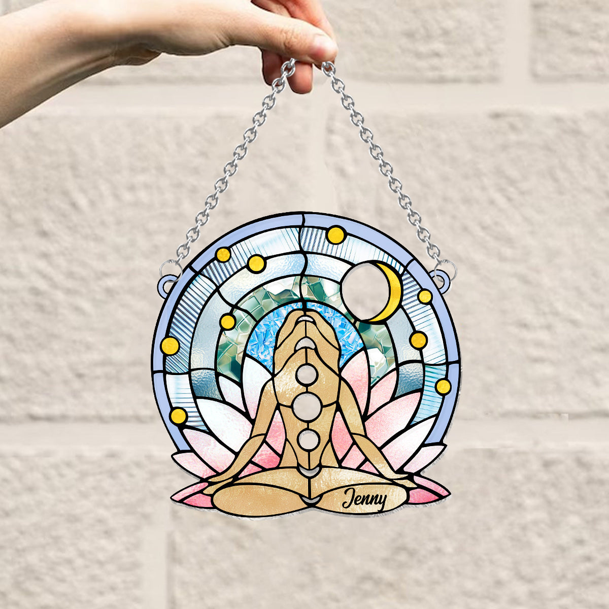 Namaste - Personalized Yoga Window Hanging Suncatcher Ornament
