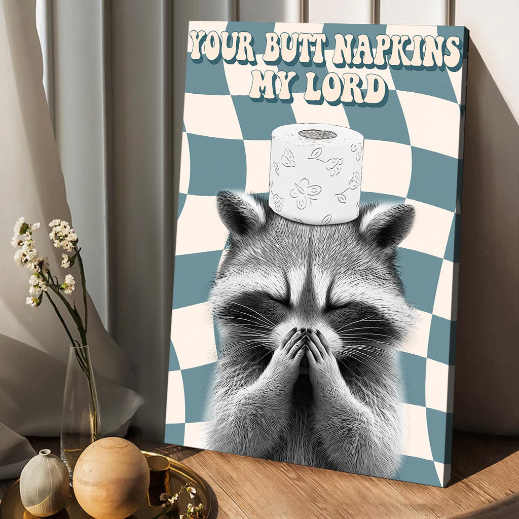 Deine Serviette, mein Herr – Personalisierte Waschbär-Leinwand und Poster
