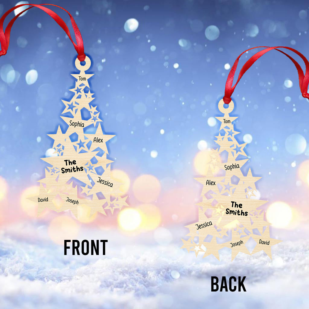 Weihnachtsbaum mit Sternen, personalisierten Familiennamen – Individuell gestalteter Familienschmuck